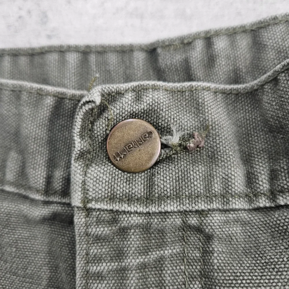 Carhartt B25 MOS Green Duck Carpenter Work Shorts Mens 34 Made in USA Vintage